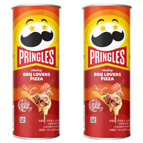 프링글스 감자스낵 스모키 바비큐 피자맛, 102g, 2개