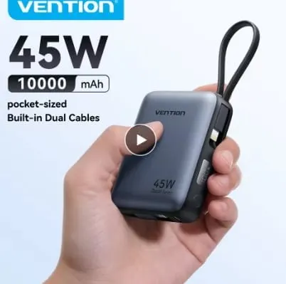 벤션 CCC 45W 20000mAh 휴대용 보조 배터리($16.03)/벤션 45W 10000mAh 보조 배터리($14.64)/무료