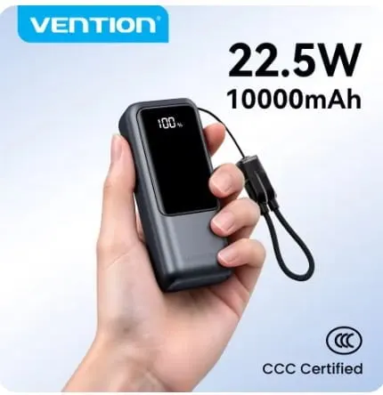 벤션 10000mAh 미니 보조배터리 22.5W ($11.92/무료)