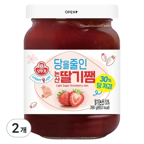 오뚜기 당을줄인 논산딸기쨈, 290g, 2개