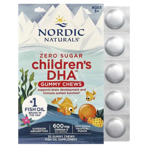 Nordic Naturals (노르딕 내추럴스), 어린이용 DHA™ 구미젤리 츄, 만 3세 이상, 트로피컬 펀치, 구미젤리 30개(구미젤리 1개당 355mg)