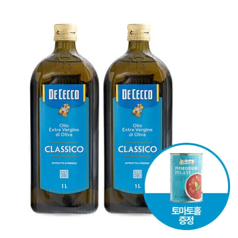 데체코 엑스트라버진 올리브 오일 1L 2병 + 증정 줄리에토 토마토홀 400g(28,900원/무료)