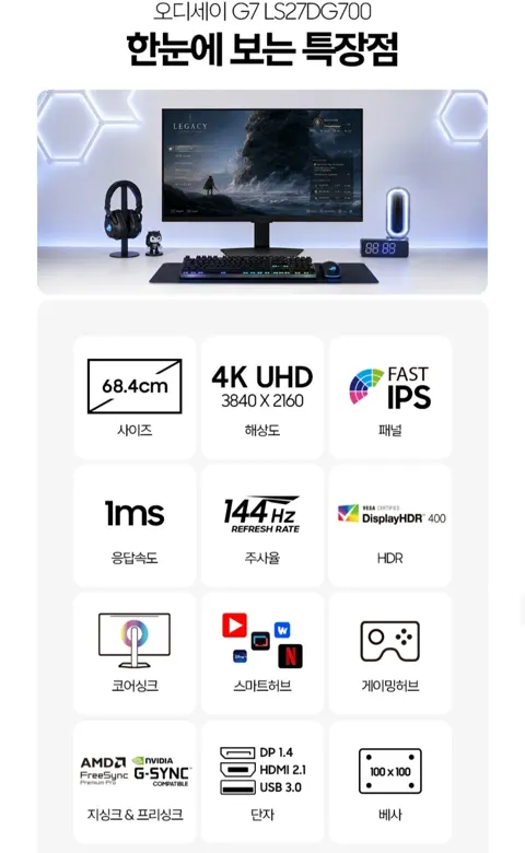 삼성오디세이 G7 S27DG700 게이밍모니터(499,000원/...
