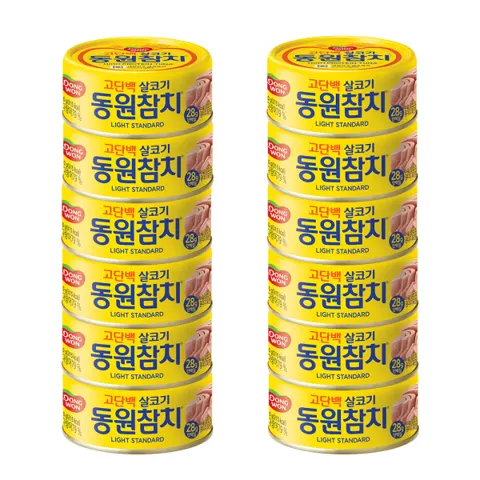 동원 라이트 스탠다드 참치 150g 원터치 12개 (22,660원/무료)