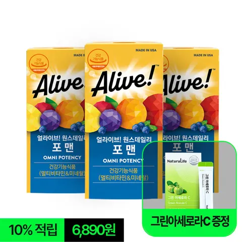 얼라이브 원스데일리 포맨 멀티비타민 60정, 3개+그린아세로라C 증정