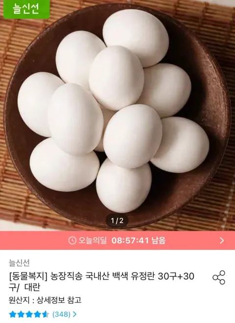 동물복지 유정란 60구 대란 (16,997원) (무료)