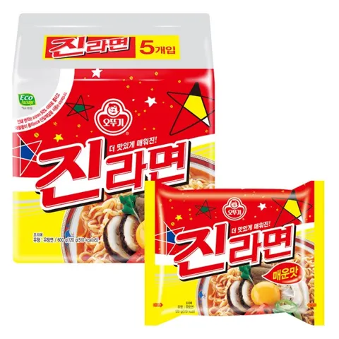 오뚜기 진라면 매운맛 120g, 5개, (5개입 X 1팩 X 1개)