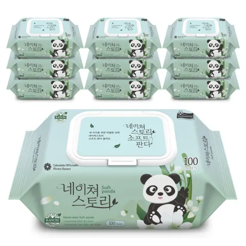 네이쳐스토리 소프트판다 아기물티슈 엠보싱 캡형 100매 10개 9,900원 (무료)