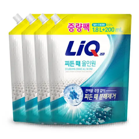 리큐 찌든때 올인원 2L (1.8L+200ml) 4개 일반/드럼겸용 (13,870원/무료)