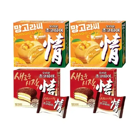 티멤) 신제품 오리온 초코파이 망고라씨맛 12입, 2개 + 초코파이 12입, 2개