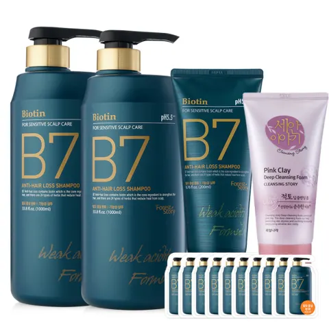 포레스트스토리 B7 약산성 샴푸 1000ml+1000ml+200ml+10매+클렌징폼증정 (22,900원/무료)
