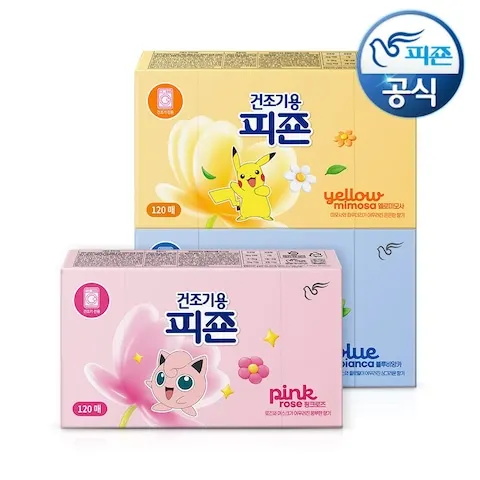 1+1 NEW 건조기용 피죤 드라이시트 오리지널 포켓몬 에디션 3종 120매+120매 P