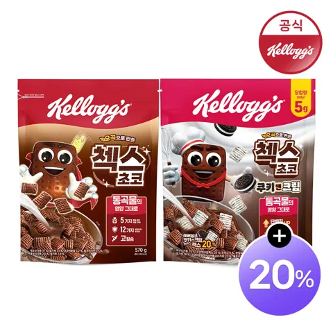 켈로그 첵스초코 570g + 쿠키앤크림 420g 9,520원