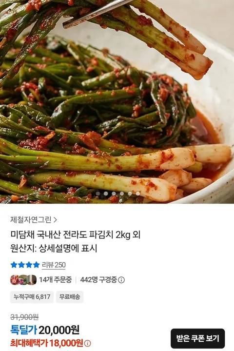 미담채 국내산 파김치 2kg