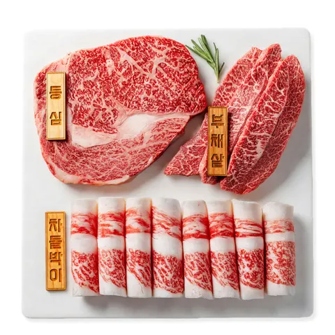 한우 1등급 구이한판 모듬 500g (58,310원/무료)