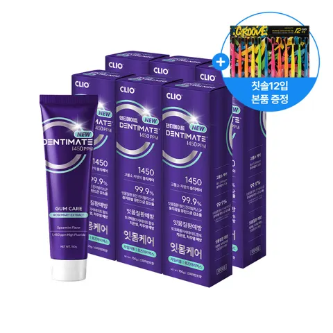 크리오 덴티메이트 고불소1450 잇몸케어 치약 150g 6개+그루브초극세모칫솔 12입 증정