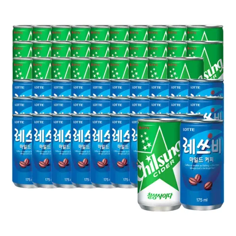 칠성사이다 190ml 30캔 + 레쓰비 마일드 175ml 30캔
