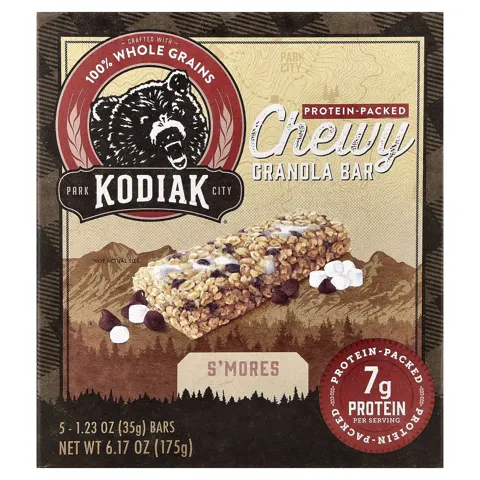 Kodiak Cakes (코디악 케이크), 츄이 그래놀라 바, 스모어, 바 5개, 각 35g(1.23oz)