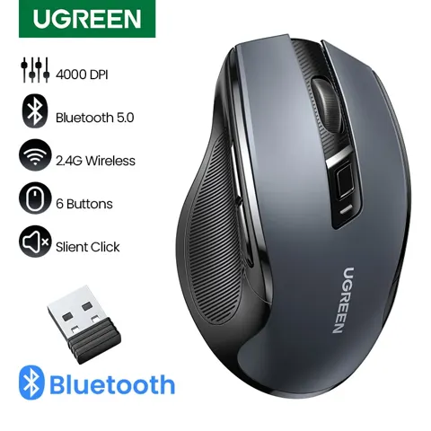 UGREEN 인체 공학적 블루투스 5.0 마우스($8.18/무료)