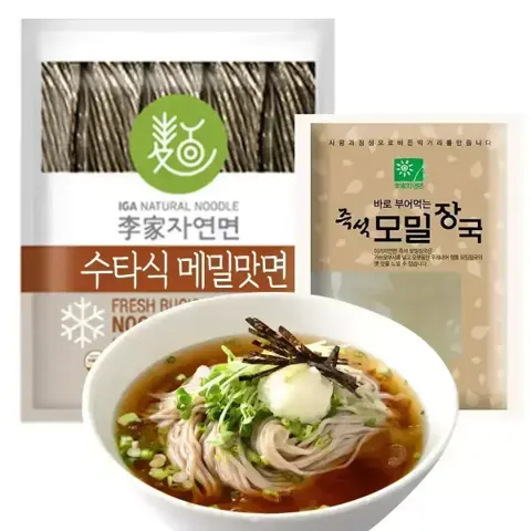 이가자연면 수타식 메밀국수 + 즉석모밀장국(5인분)