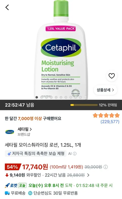 세타필 모이스춰라이징 로션 1.25L 1개