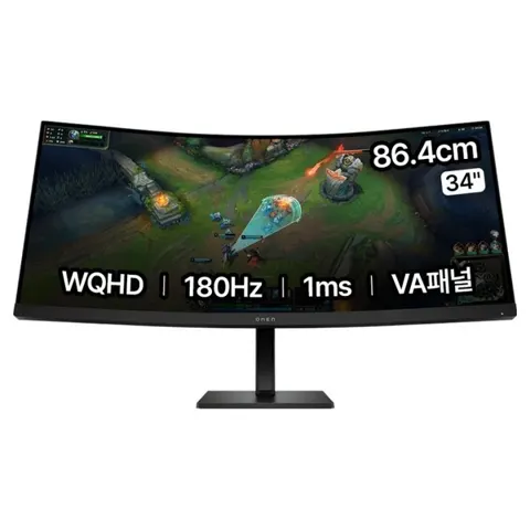 HP WQHD 34인치 광시야각 VA 패널 180Hz 1ms 400nits sRGB