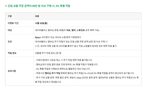 네이버 멤버십데이 10/26 월 진행시작