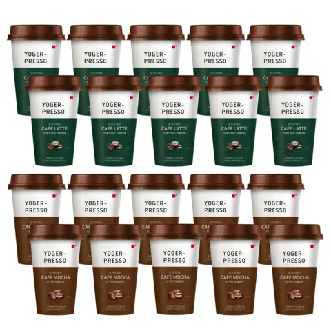 요거프레소 컵커피, 카페라떼 200ml 10개 + 카페모카 200ml 10개, 총 20개