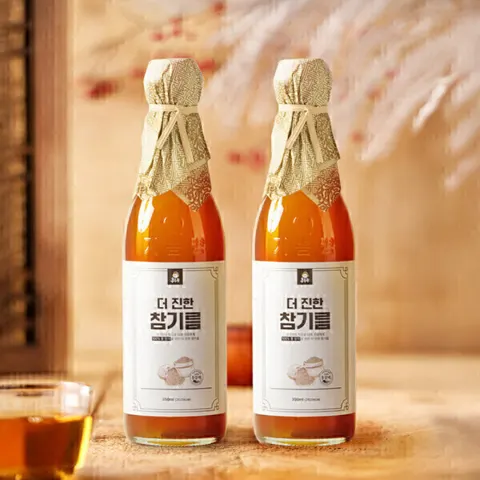 저온압착 홍주부 더진한 참기름 350ml+350ml 통참깨 (12,670/무로)