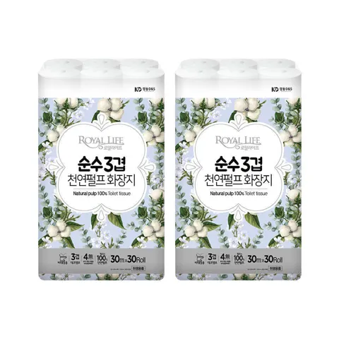 로얄라이프 천연펄프 화장지 순수 3겹(30m 30롤)