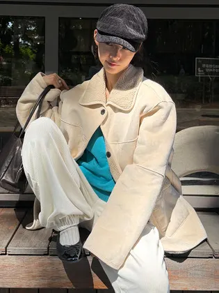 [W컨셉 단독][슈멍PICK] 마이 시어링 무스탕_CLOUDY CREAM