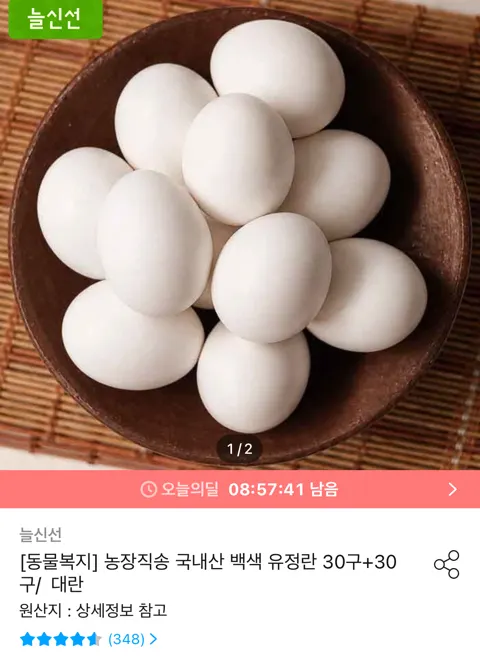동물복지 유정란 60구 대란