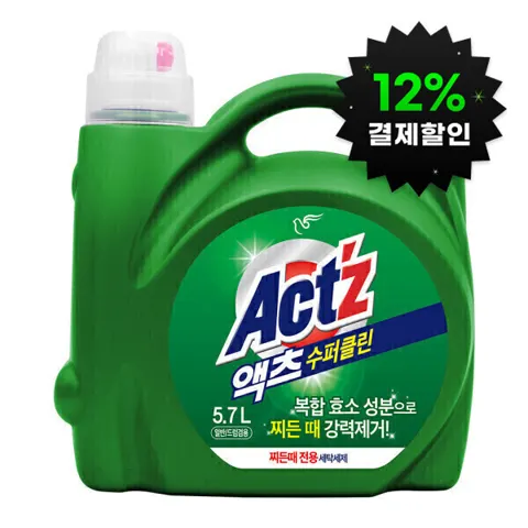 대용량 액체세제 액츠 수퍼클린 찌든때 5.7L 겸용 제품