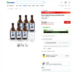 안동소주 일품 40도 350mlx6병 41,700원 / 무료배송