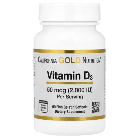 California Gold Nutrition (캘리포니아골드뉴트리션), 비타민D3, 50mcg(2,000IU), 피쉬 젤라틴 소프트젤 90정