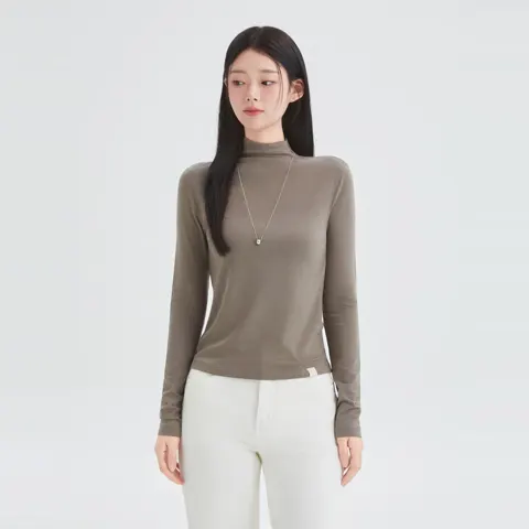 로엠 텐셀 하이넥 긴팔 티셔츠 ( 19,810원/2500원/2개이상 구매시 무배)