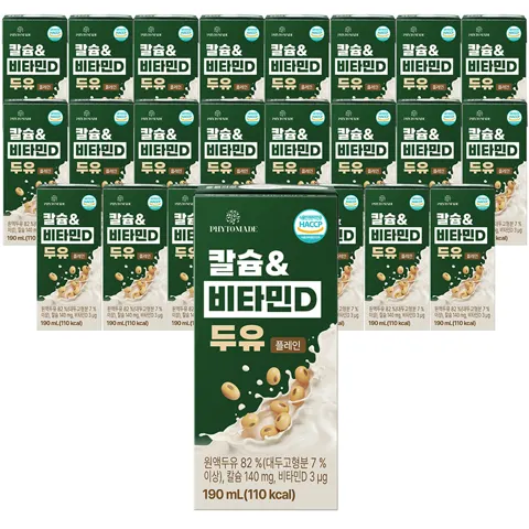 파이토메이드 칼슘&비타민D 두유, 플레인, 190ml, 24개 7,620원 (무료)