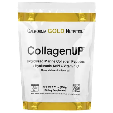 California Gold Nutrition (캘리포니아골드뉴트리션), CollagenUP®, 가수분해 해양 콜라겐 펩타이드, 히알루론산 함유, 무맛, 206g(7.26oz)