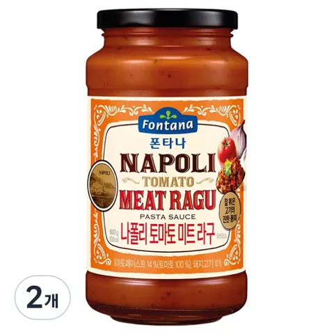 폰타나 나폴리 토마토 미트 라구 파스타소스, 600g, 2개