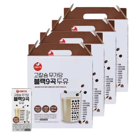 서울우유 고칼슘 무가당 블랙9곡 두유 190ml 64팩 (25,790원/무료)