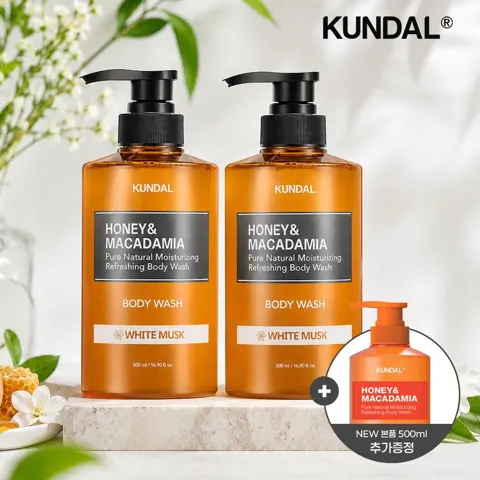 쿤달 허니 앤 마카다미아 퓨어 바디워시 500ml 2+1개 (14,200원/무료)