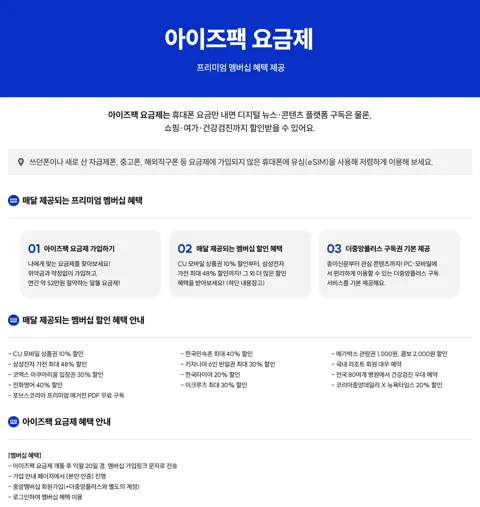 LG U+ 아이즈팩 11GB+일 2GB 평생