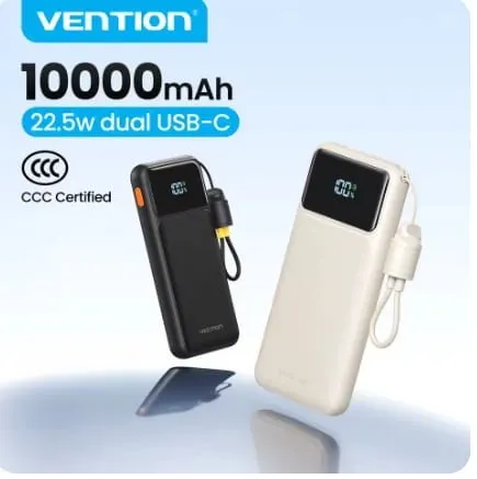 벤션 22.5W 10000mAh 휴대용 충전 보조배터리($7.47/무료)