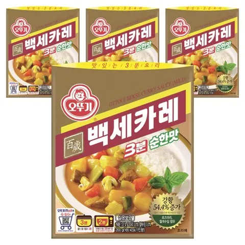 오뚜기3분 백세카레 순한맛, 200g, 4개