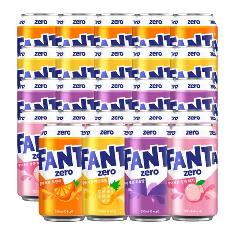 환타 제로 오렌지+파인+포도+피치 350ml (총 24캔)