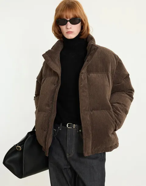 European-goose Corduroy Down Jumper (Brown)