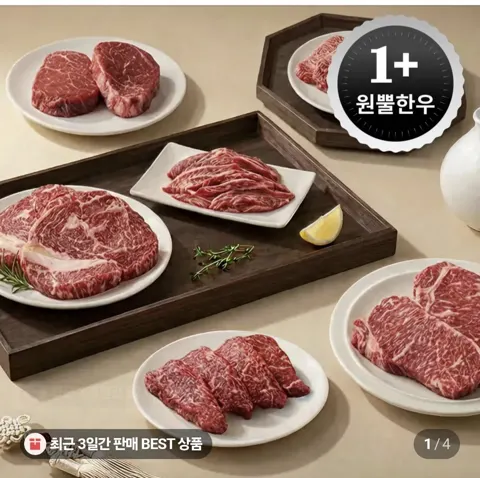 1+ 한우 불고기 250g (6,900원/4팩이상무료)