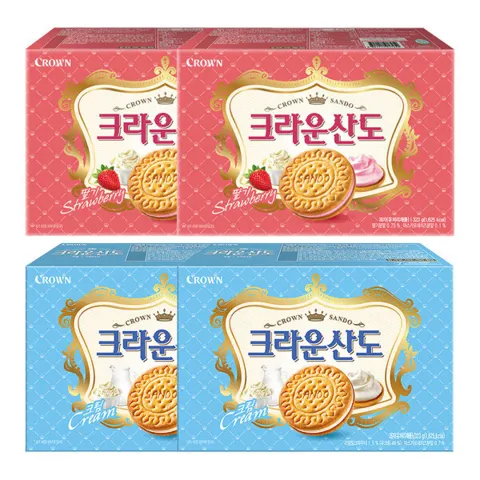 크라운산도 딸기 2개 + 크라운산도 스윗밀크 2개