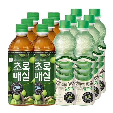 초록매실 제로+자연은 알로에 제로 혼합패키지 500ml 12개