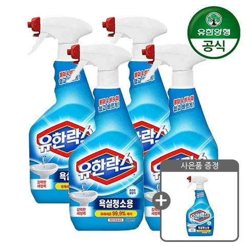 유한락스 NEW 욕실청소용 600ml 4개 + 욕실청소용 715ml 증정